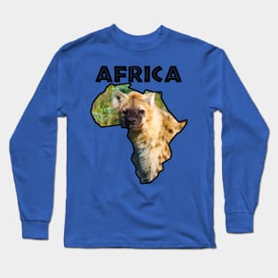 Africa Wildlife Map Spotted Hyena Long Sleeve T-Shirt